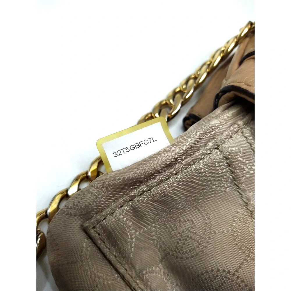 Michael Kors Brown Leather Chain Strap Zip Pockets Credit Card Crossbody Bag